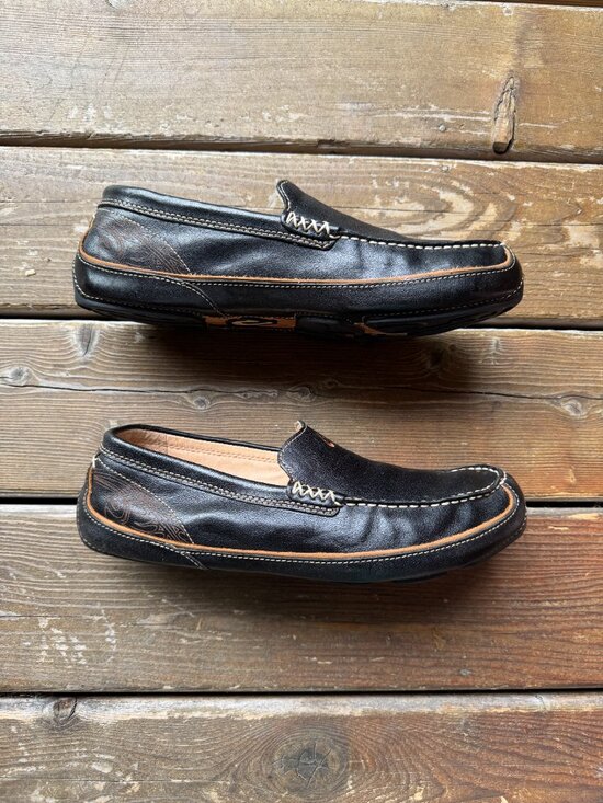Olukai Black Leather Lokahi Slip On Loafer in Men\'s 10/EU 44